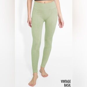 New Hybrid Moto Seam Detail Jegging in Vintage Basil Green